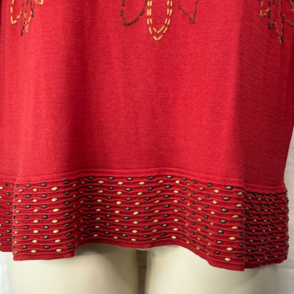 The Look Randolph Duke Rustic Orange Embellished Beaded Silk Sweater Top Plus 1 - Picture 8 of 12